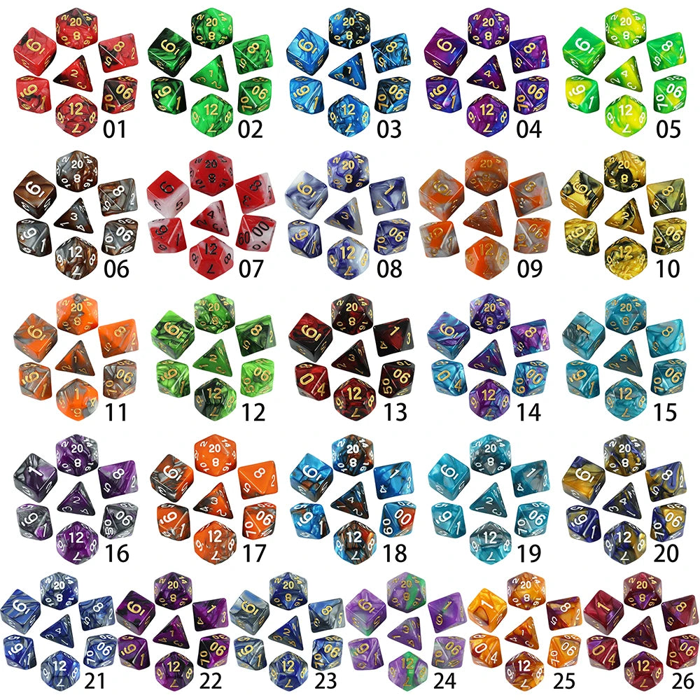 Polyhedral Dice Set (7 Pieces) for Tabletop RPGs