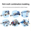 A set of multi-combination motorized building blocks shown in various assembled shapes and configurations.
