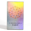 A holographic tarot card featuring an intricate mandala design with soft pastel gradients.