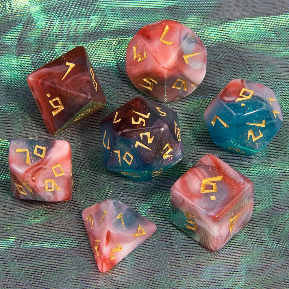7-Piece Polyhedral Glitter Dice Set for Dungeons & Dragons