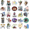A collection of cartoon and anime vinyl decals featuring various characters and expressions.
