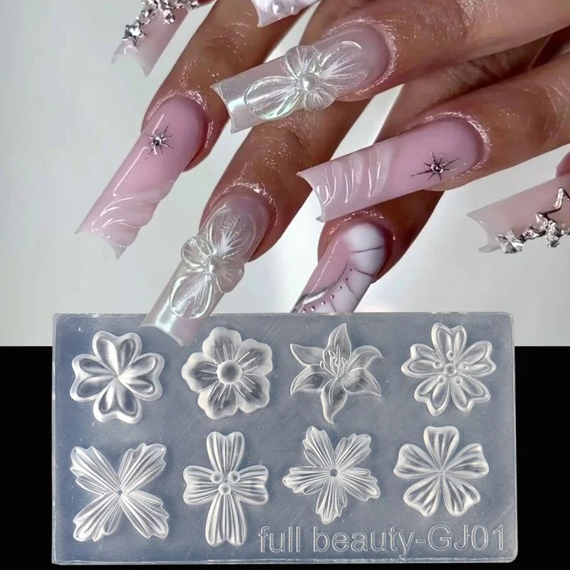 Floral Silicone Nail Art Stencils for 3D Design
