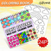 A coloring book featuring various patterns including hearts, flowers, rainbows, and clouds for adult relaxation.