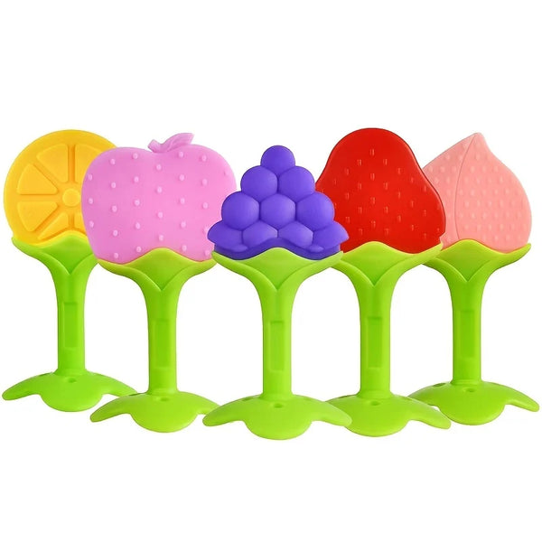Strawberry-Shaped Silicone Baby Teether for Soothing Gums