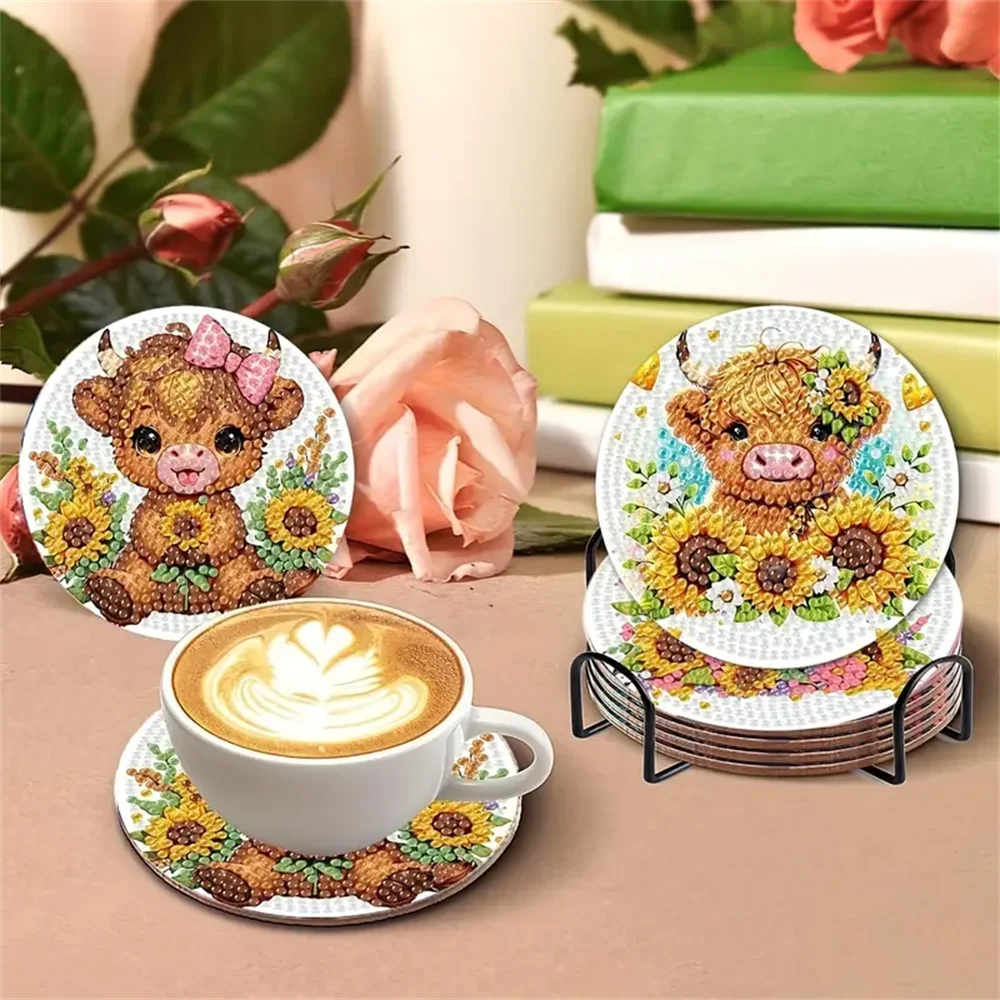 Van Gogh Starry Night Diamond Painting Coaster Kit with Metal Holder