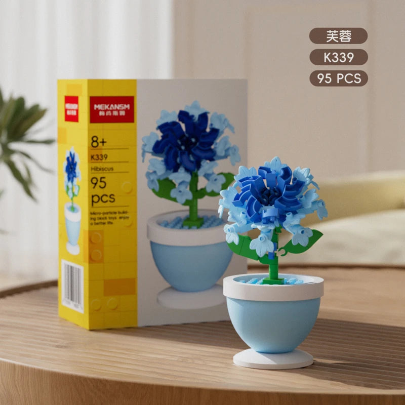 Building Block Flower Pot Set – Roses, Sunflowers & Carnations