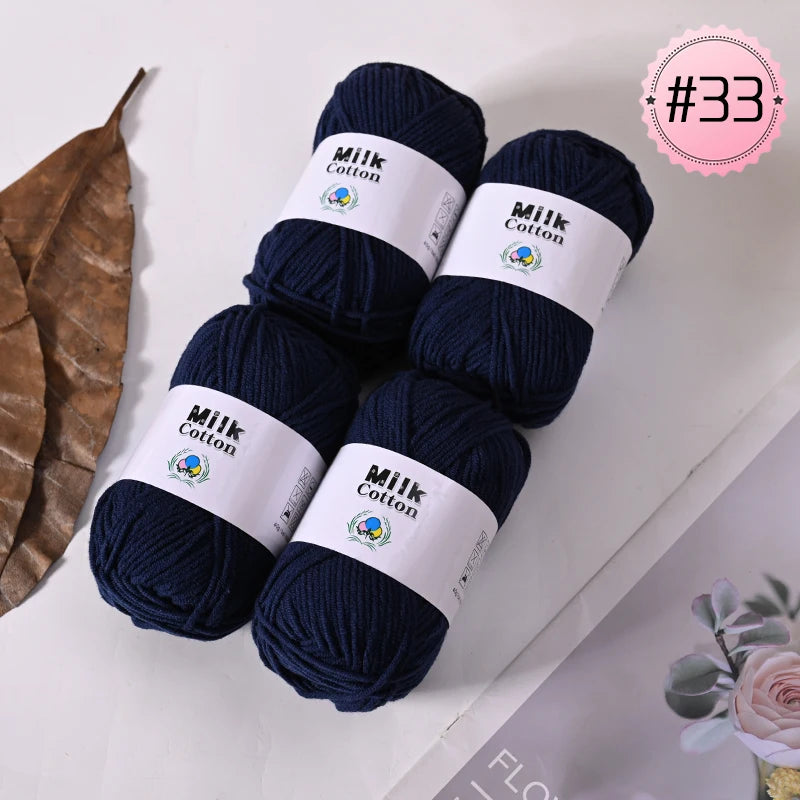 Soft Milk Cotton Yarn Value Pack - 4 Balls for Knitting & Crochet