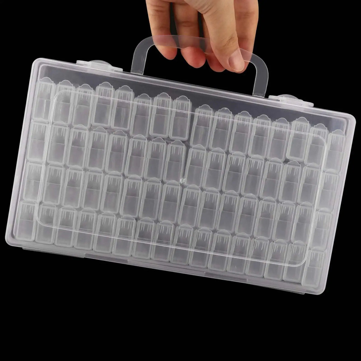 64-Slot Diamond Painting Storage Box with Clear Snap-Lid Containers