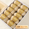 Box of 10 balls of Merino wool yarn labeled as 14# with a total weight of 500g