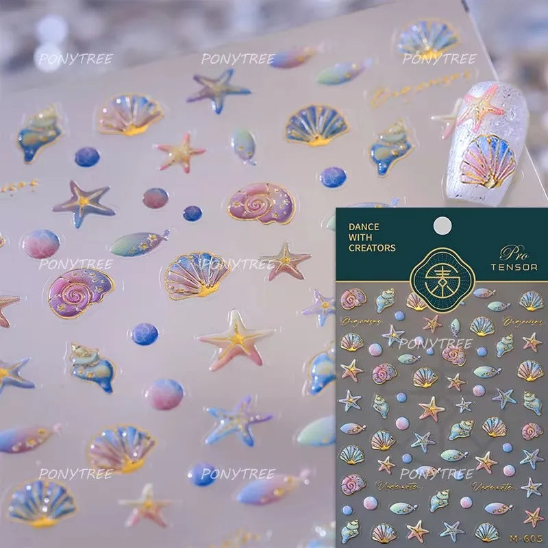 Ocean-Inspired Nail Art Sticker Set