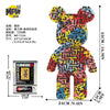 A colorful bear micro building block kit featuring graffiti art designs.