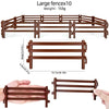 A set of brown wooden miniature farm fence pieces for building dioramas and sand tables.