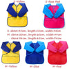 A set of waterproof kids art and baking aprons in yellow, red, and blue colors with long sleeves.