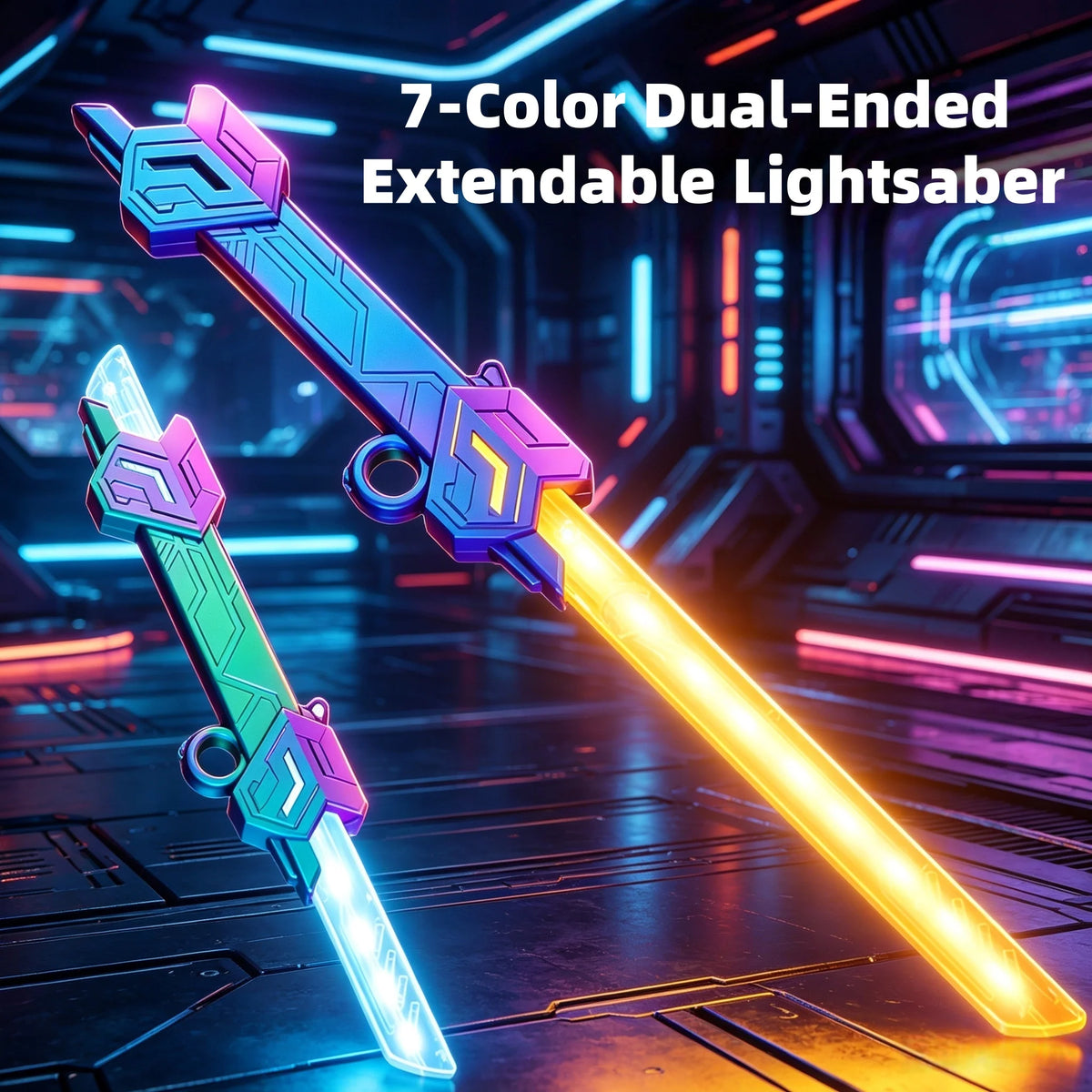 Dual-Head Telescopic Lightsaber with 7-Color LED Effects