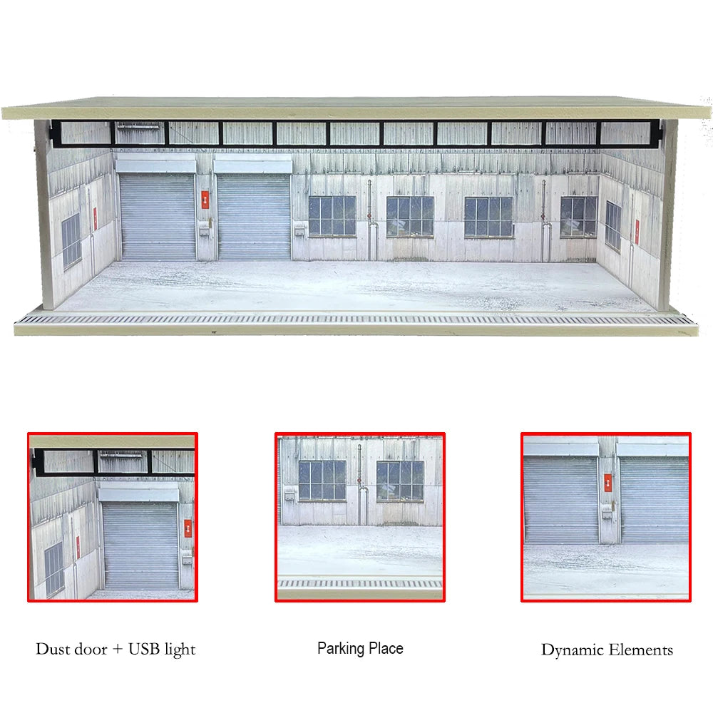 1:64 Scale Car Garage Diorama with USB LED Lighting