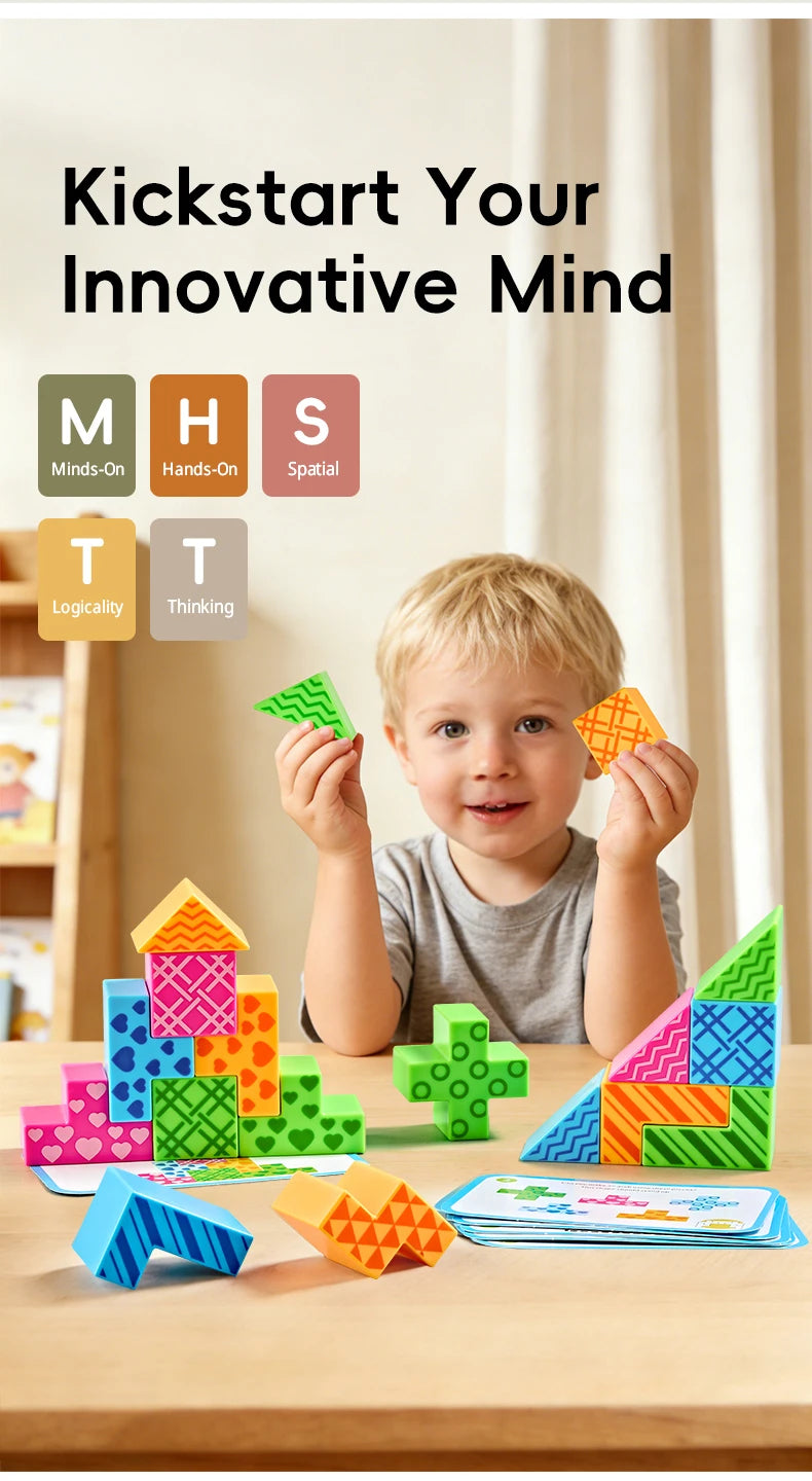 3D Logic Puzzle Building Blocks for Kids – STEM Learning & Fine Motor Skills