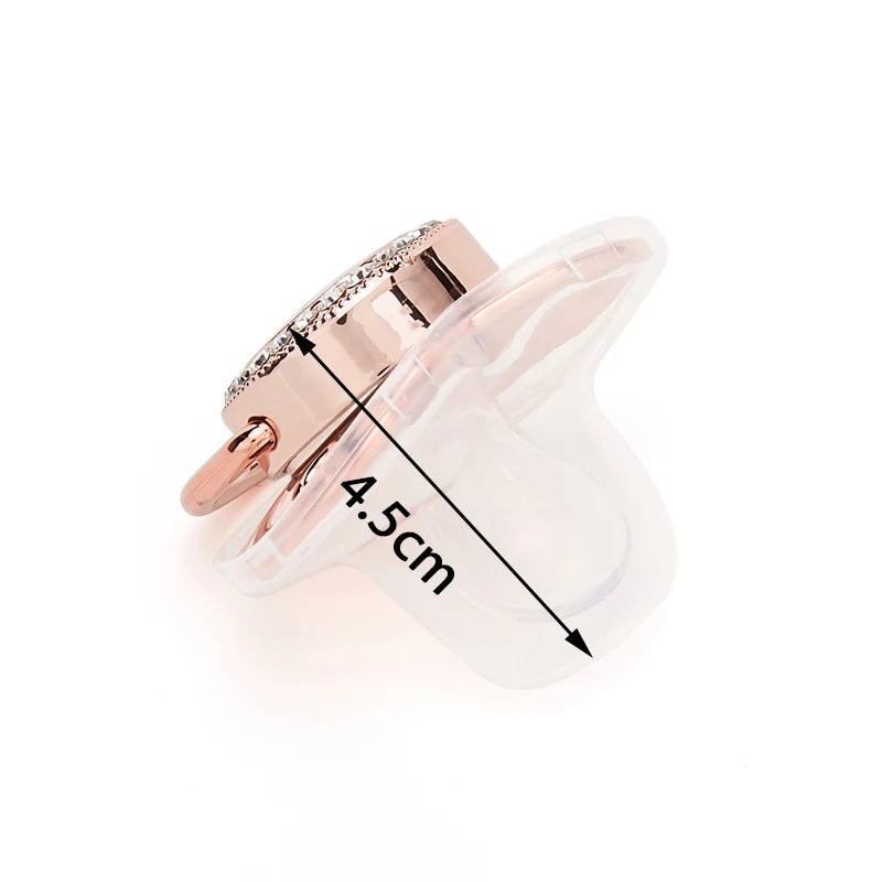 Crystal Crown Pacifier Clip Set with Silicone Nipple