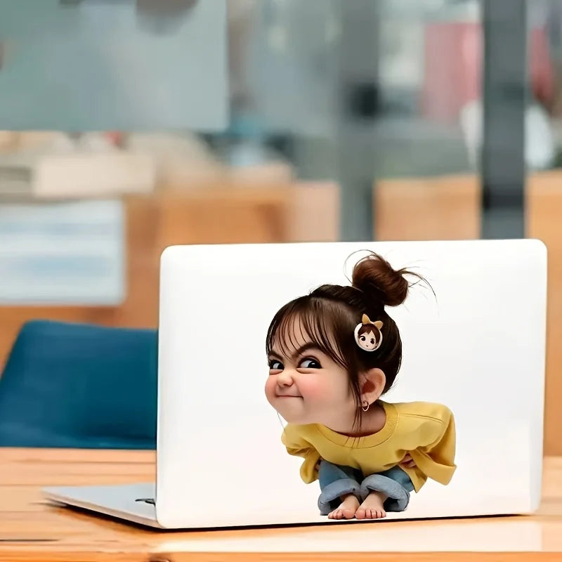 Funny Messy Bun Girl Sticker Pack – Waterproof Decals for Laptops, Helmets & More