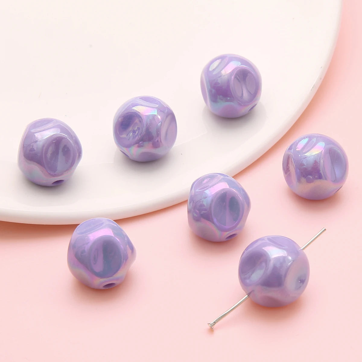 Galaxy Acrylic Beads for Jewelry Making – Round Spacer Beads in Candy Colors