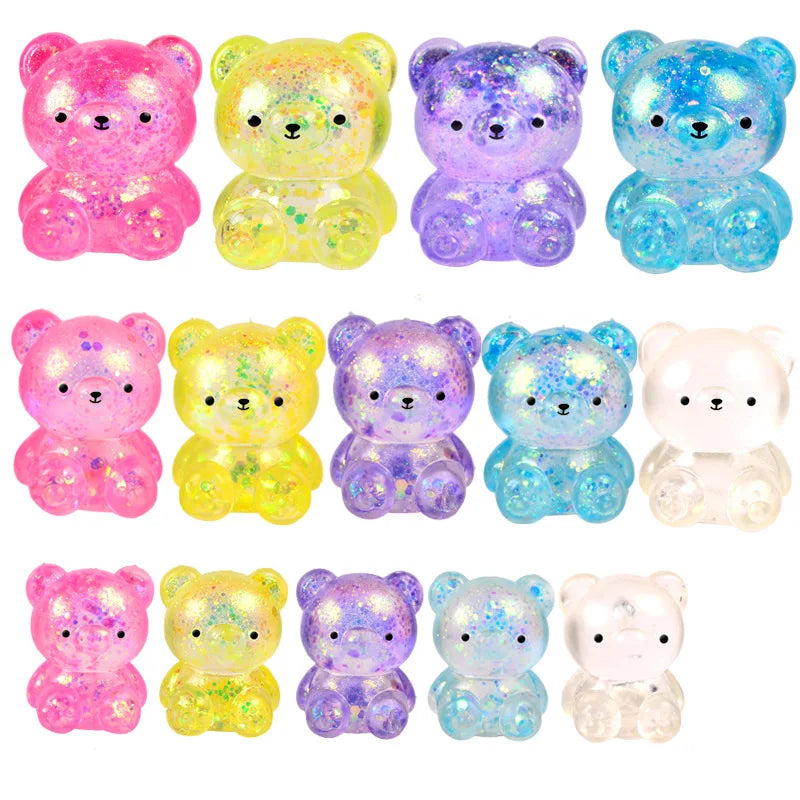 Glitter Gummy Bear Stress Relief Squishy Toy