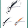 A silver non-slip silicone pot gripper with metal tongs shown in a close-up view.
