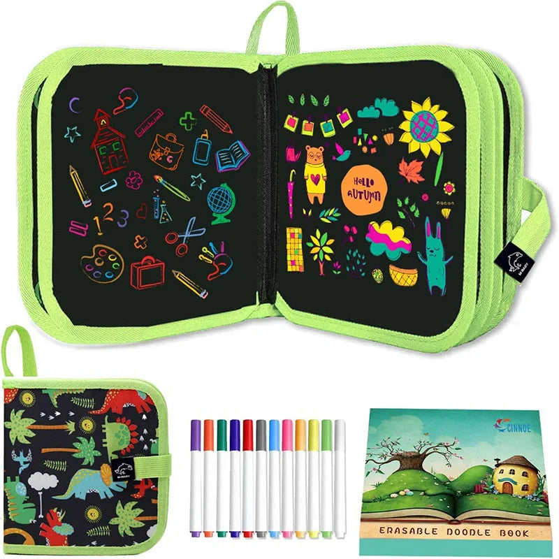 Reusable Erasable Doodle Book for Kids with 12 Watercolor Pens