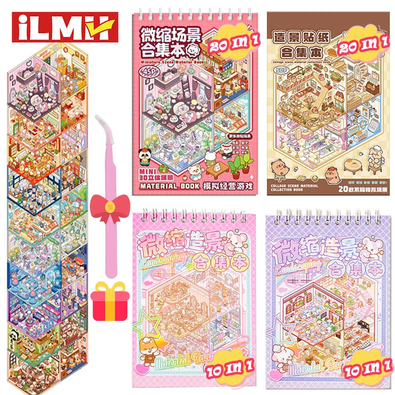3D Cartoon Sticker Book with 20 Interactive Scenes