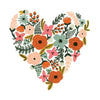 A watercolor illustration of a heart shape filled with various floral and botanical elements in soft pastel colors.