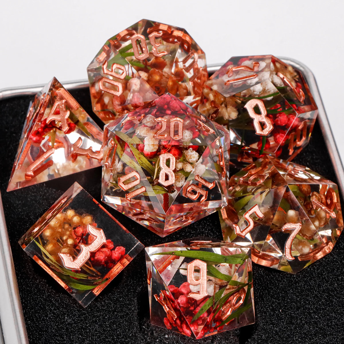 Resin Polyhedral Dice Set for Tabletop RPGs (7 Pieces)