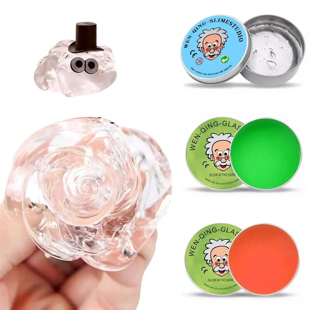 Crystal Clear Sensory Putty with Tin – Stress Relief & Bouncing Toy