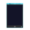 A blue reusable LCD writing tablet with a black screen and light blue frame.