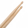 A pair of light wood maple drumsticks shown diagonally against a white background.
