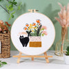 Beginner Embroidery Kit with Floral and Cat Patterns