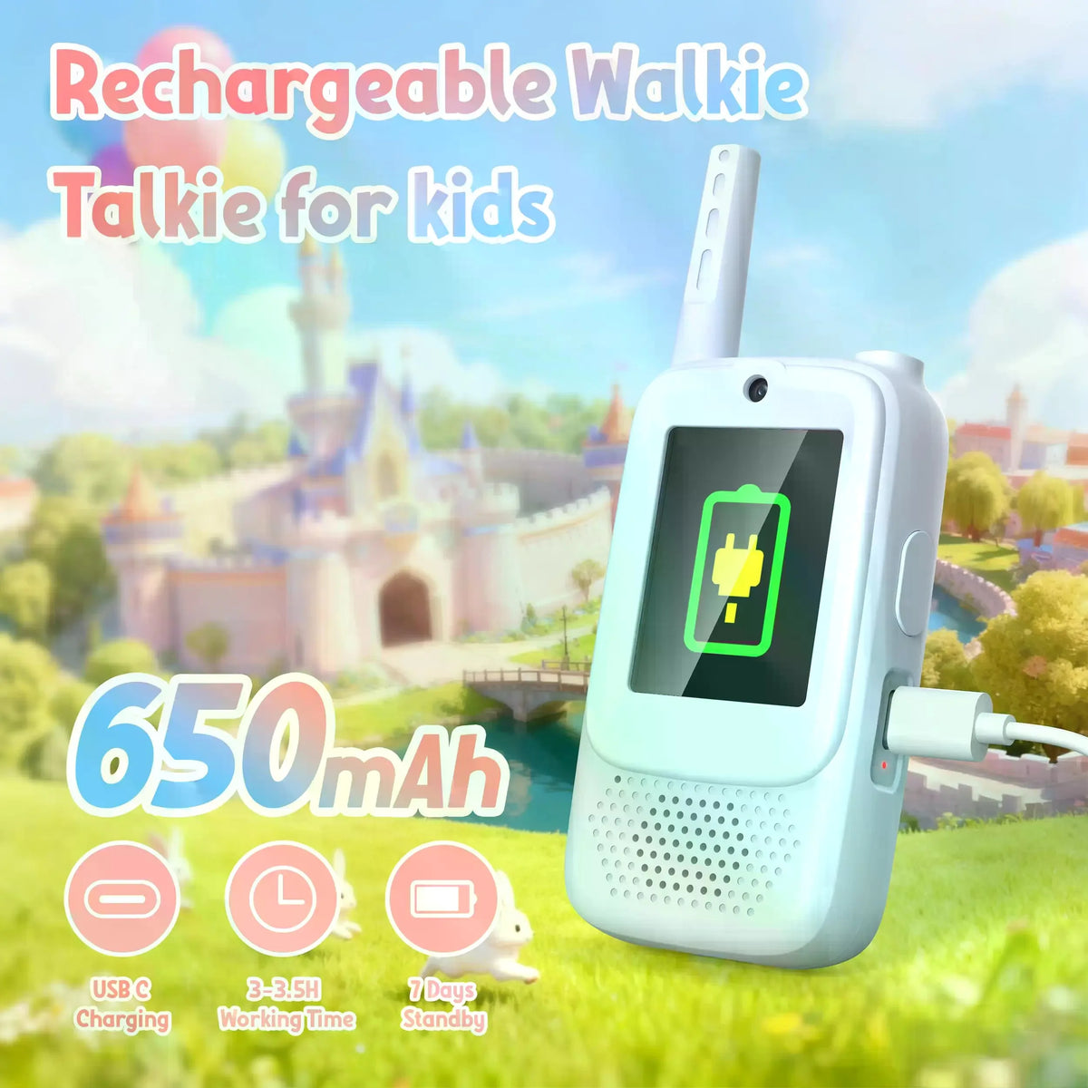 Kids Video Walkie Talkies with HD Camera – 2 Pack Rechargeable Intercom Toys