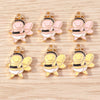 Gold Enamel Honeybee Charms for Jewelry Making (Set of 10)