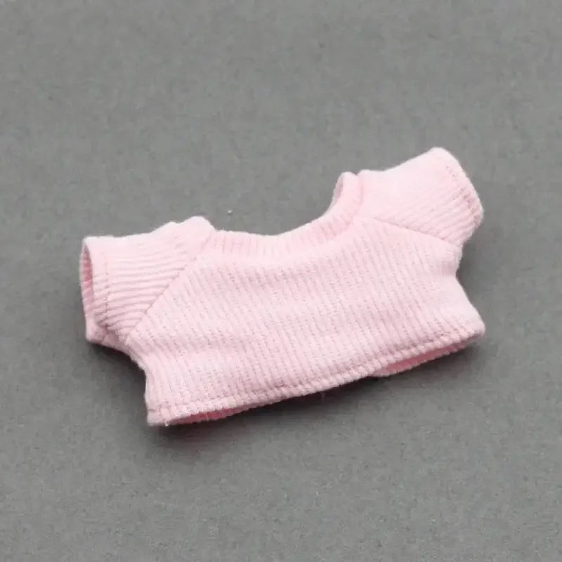 Mini Knit Doll Outfit Set – T-Shirt, Hat & Pleated Skirt for 15-17cm Dolls