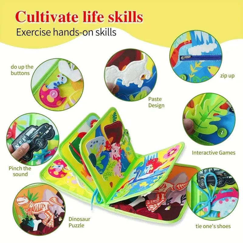 Felt Busy Book for Toddlers – Montessori Sensory Learning & Life Skills Activity Board
