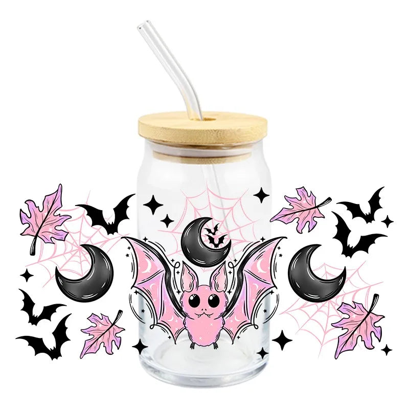 Halloween Bat Design Waterproof Cup Wrap Stickers