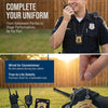 A set of police costume accessories including a walkie-talkie and badge for children.