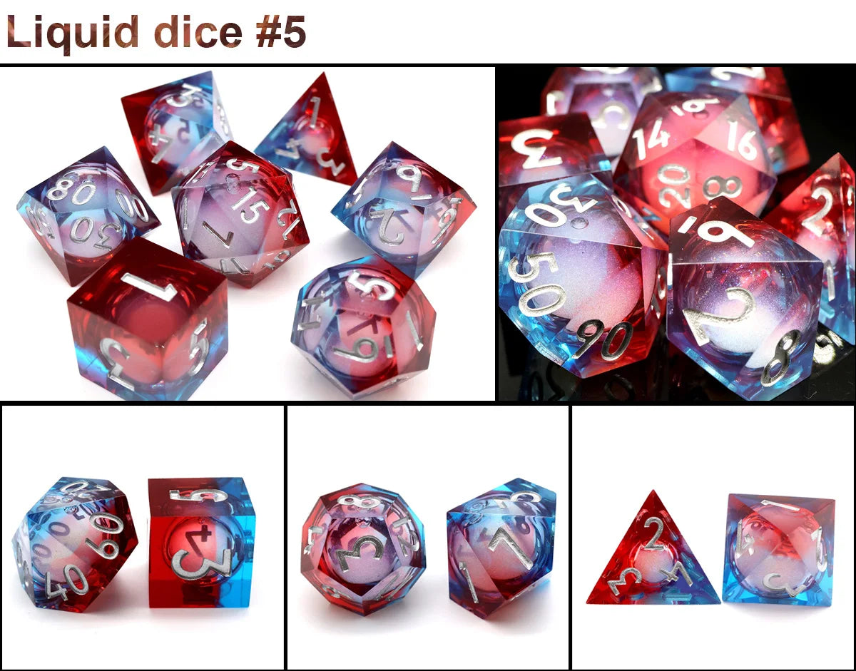 Handmade Resin Polyhedral Dice Set with Sharp Edges