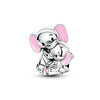 Silver-Plated Heart Charm Bead with Cubic Zirconia for Bracelets and DIY Jewelry