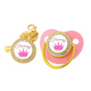 Crystal Crown Pacifier Clip Set with Silicone Nipple
