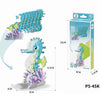 A 3D model paper puzzle set featuring a blue whale and purple sea life, packaged for DIY craft toys.