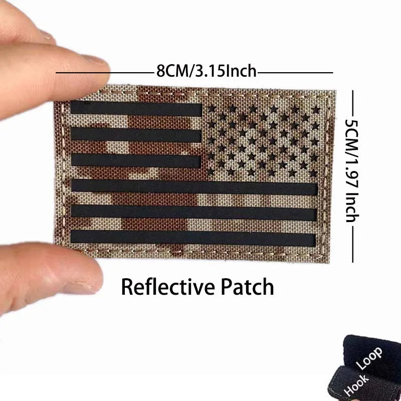 Reflective American Flag Tactical Patch with Glow-in-the-Dark Detail