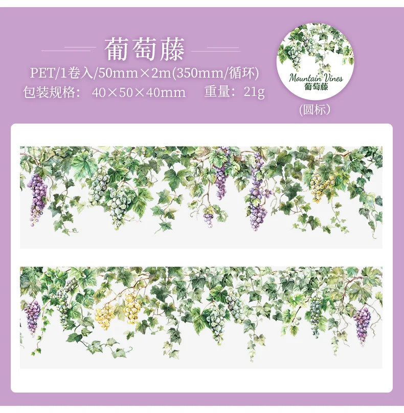 Fresh Vine-themed PET Decorative Tape Roll for Journaling & Crafting