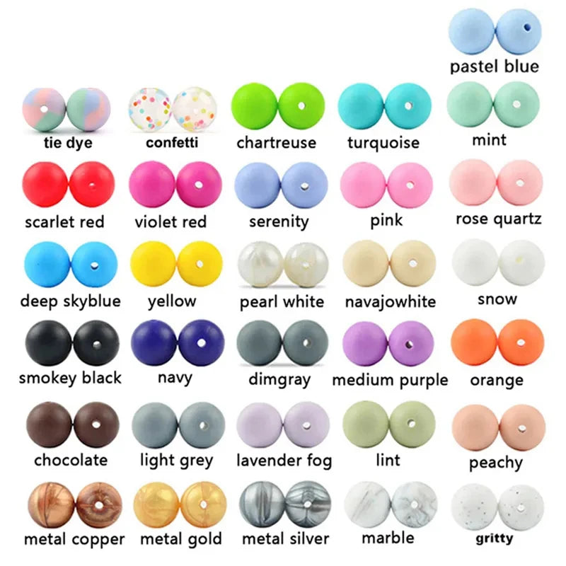 Food-Grade Silicone Beads for Jewelry Making (50-Pack)