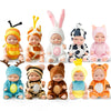 A set of six cute sleeping reborn baby dolls with various facial features and outfits.