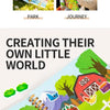A colorful illustration showing a child creating their own little world with nature and farm elements.