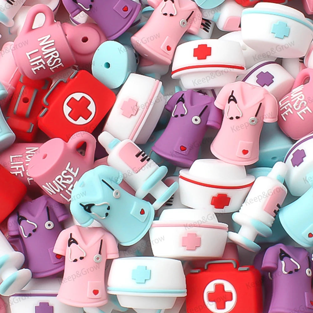 Nurse-Themed Silicone Focal Beads for Jewelry Making and DIY Crafts