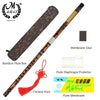 Traditional Chinese bamboo flute with a brass joint and various components like the membrane glue and protector.